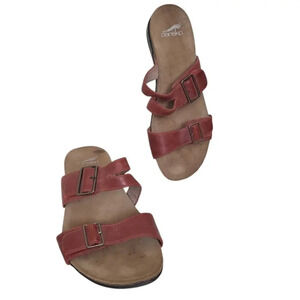 Dansko Womens Brown Rosie Sandals Waxy Burnished Tan Leather Size 39